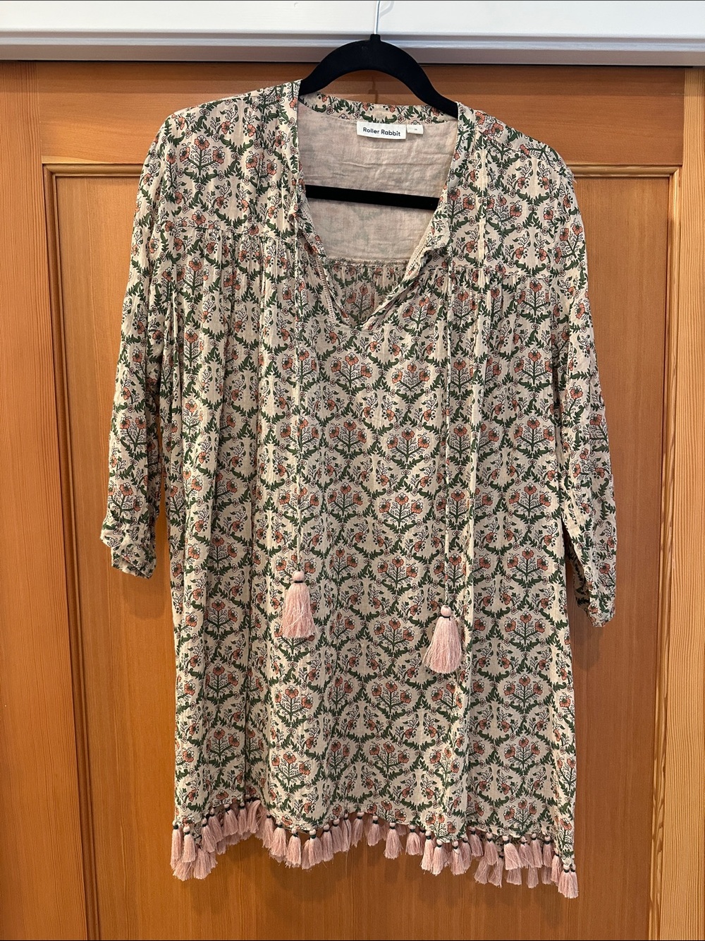 Roller Rabbit Cream and Pink Floral Tassel Tunic